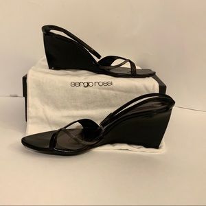 Sergio Rossi Vernice Wedge Sandals